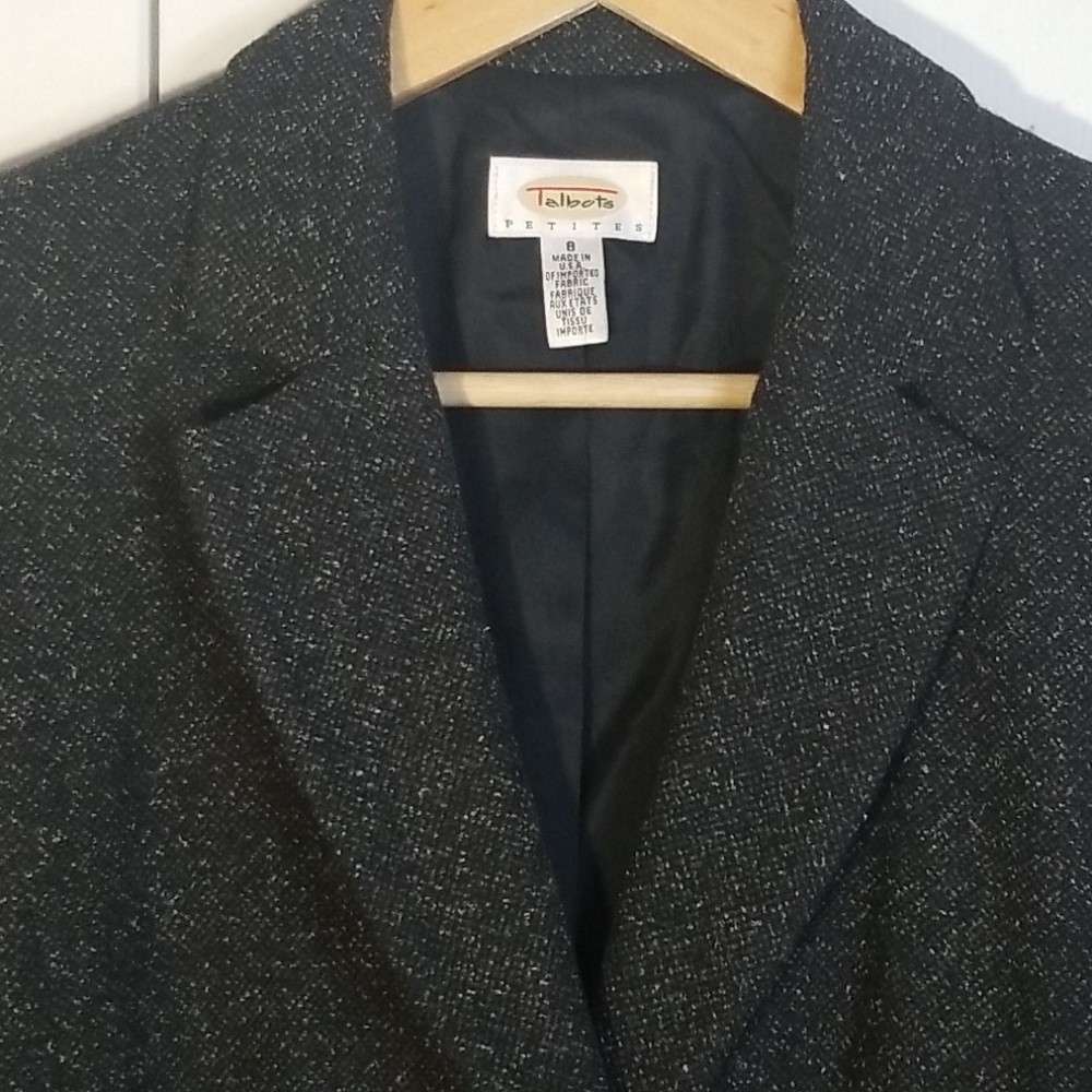 Talbots Black White Speckled Single Button Blazer - image 2